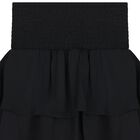 Girls Black Tiered Cotton Skirt, 1, hi-res