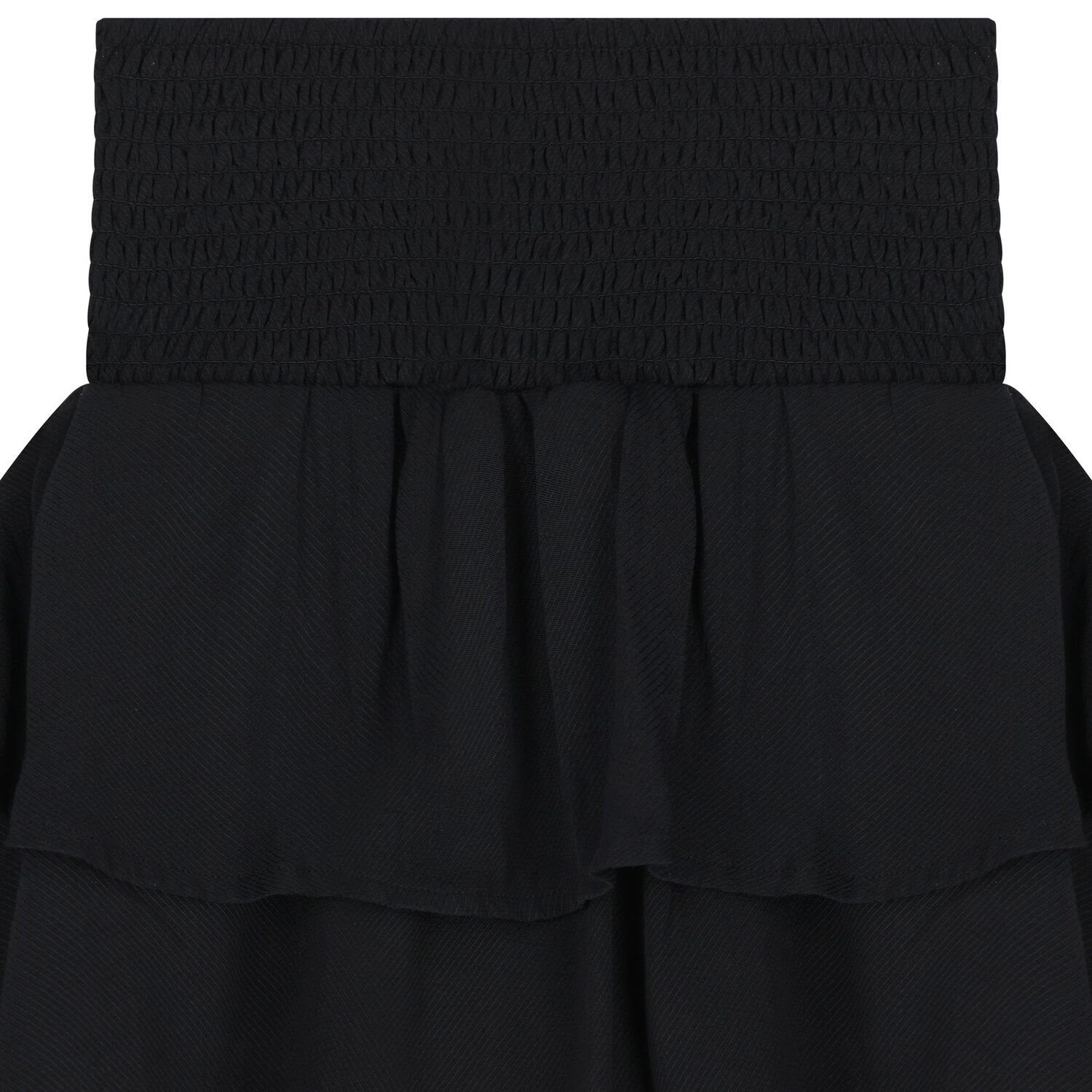 Girls Black Tiered Cotton Skirt, 1, hi-res