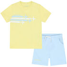 Boys Yellow & Blue Logo Short Set, 1, hi-res