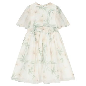 Girls Ivory Chiffon Floral Dress