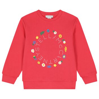 Girls Pink Floral Logo Sweatshirt