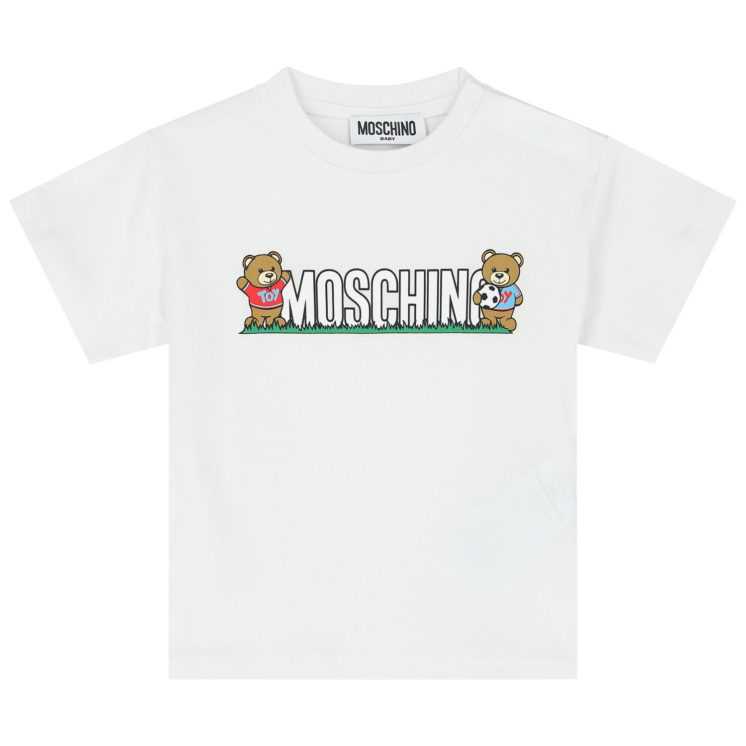 Younger Boys White & Grey Teddy Bear Shorts Set, 1, hi-res