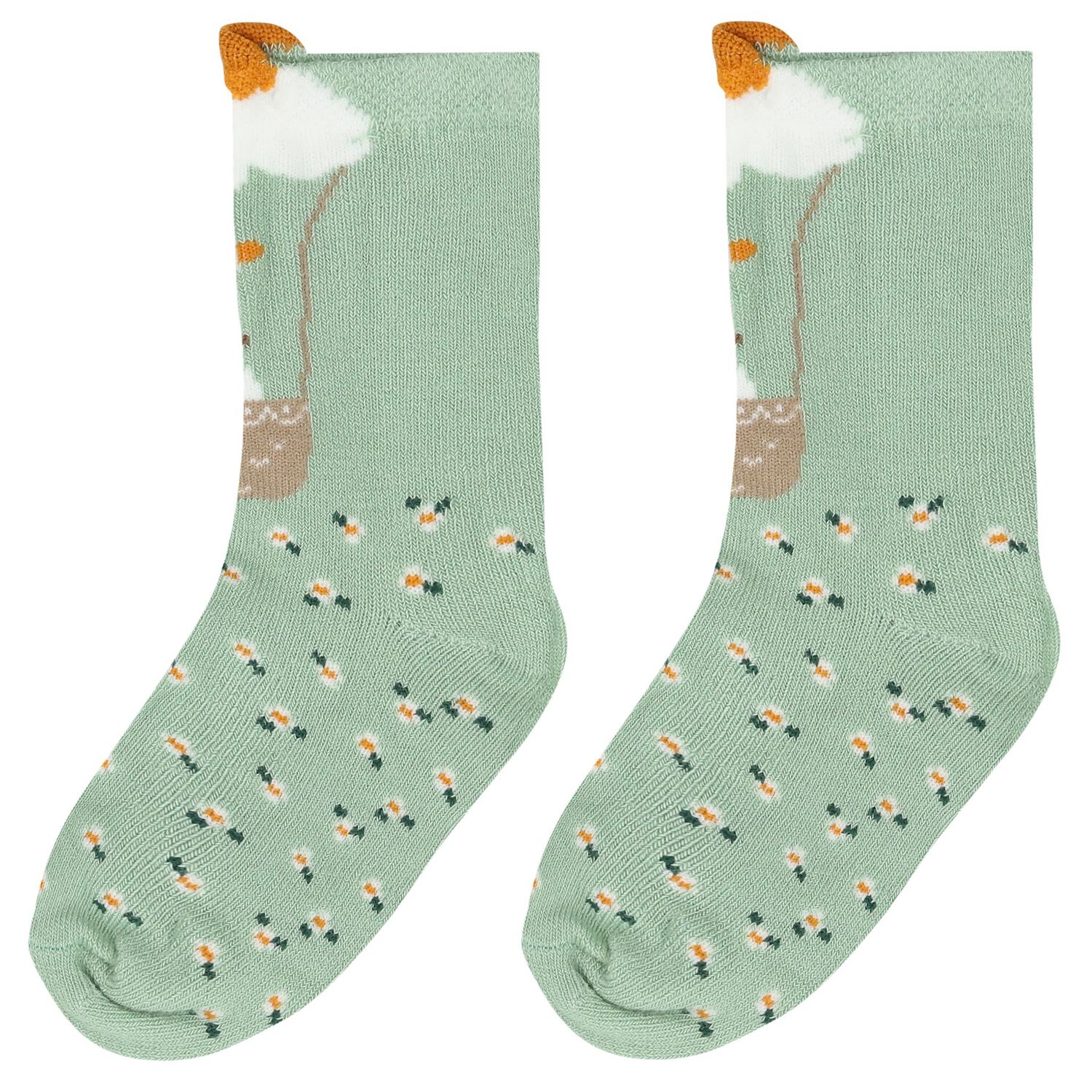 Baby Girls Green & Ivory Socks ( 4-Pack ), 1, hi-res