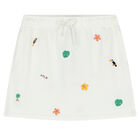 Girls White Embroidered Skirt, 1, hi-res