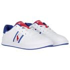 Boys White Logo Trainers, 1, hi-res