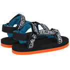 Boys Black & Orange Logo Sandals, 1, hi-res