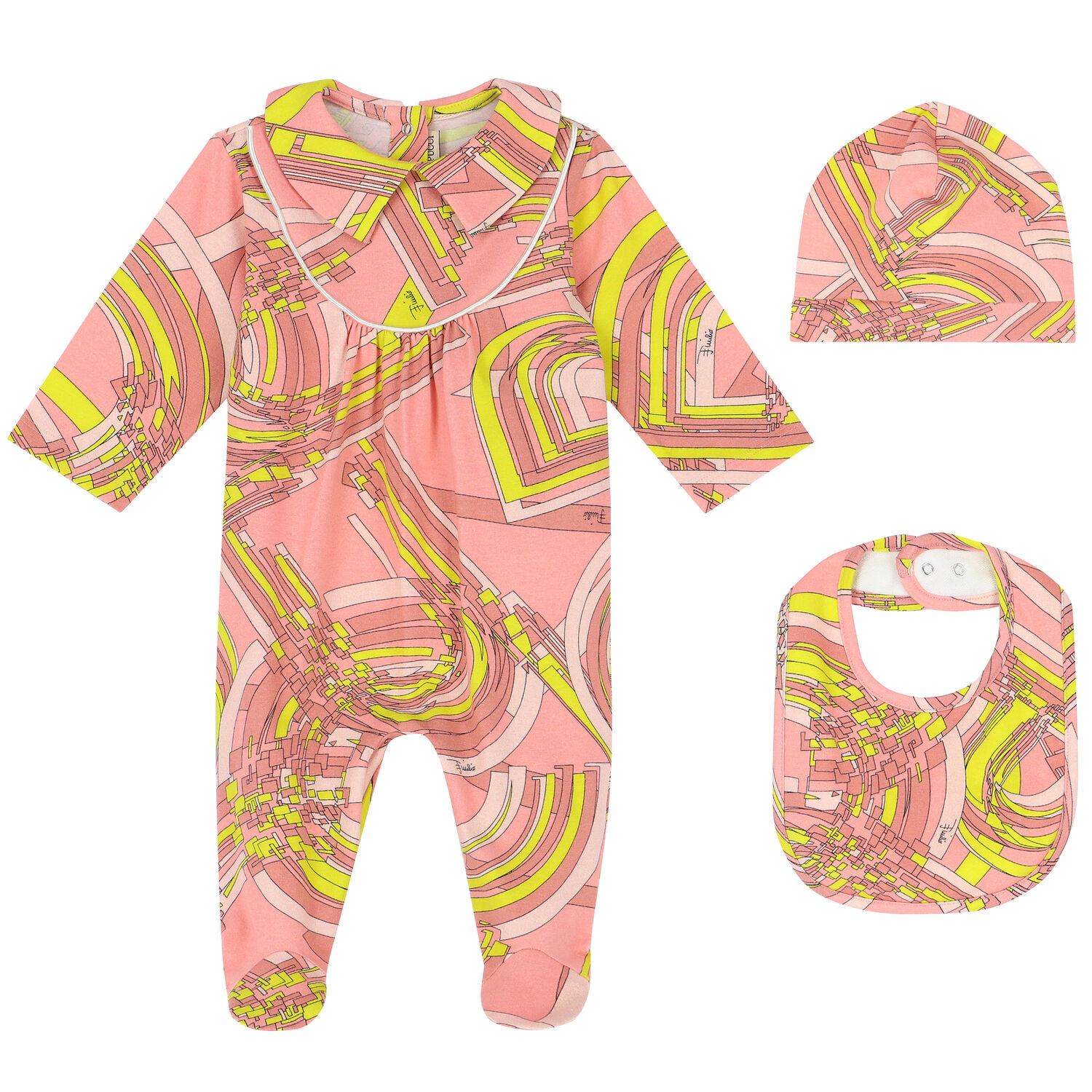Baby Girls Pink & Yellow Babygrow Set, 1, hi-res
