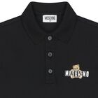 Boys Black Teddy Bear Logo Polo Shirt, 2, hi-res