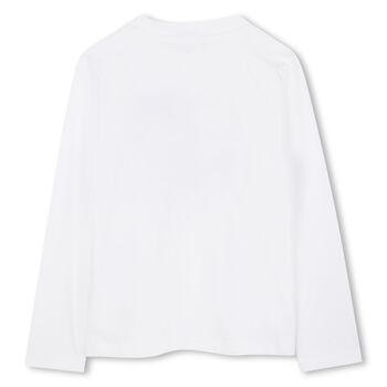 White Logo Long Sleeve Top