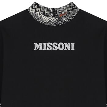 Girls Black Logo Zig Zag Dress