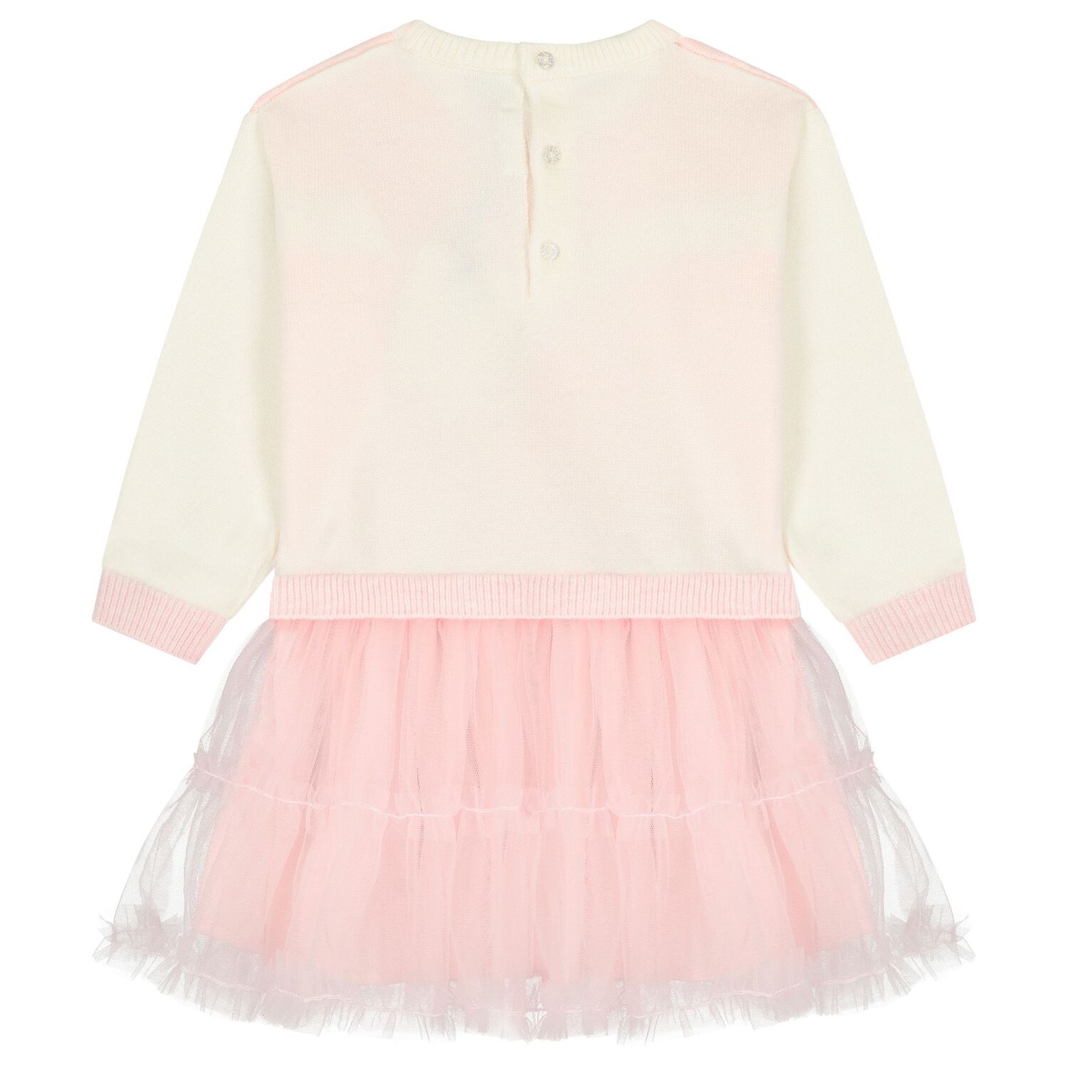 Baby Girls Pink Knit & Tulle Dress, 1, hi-res