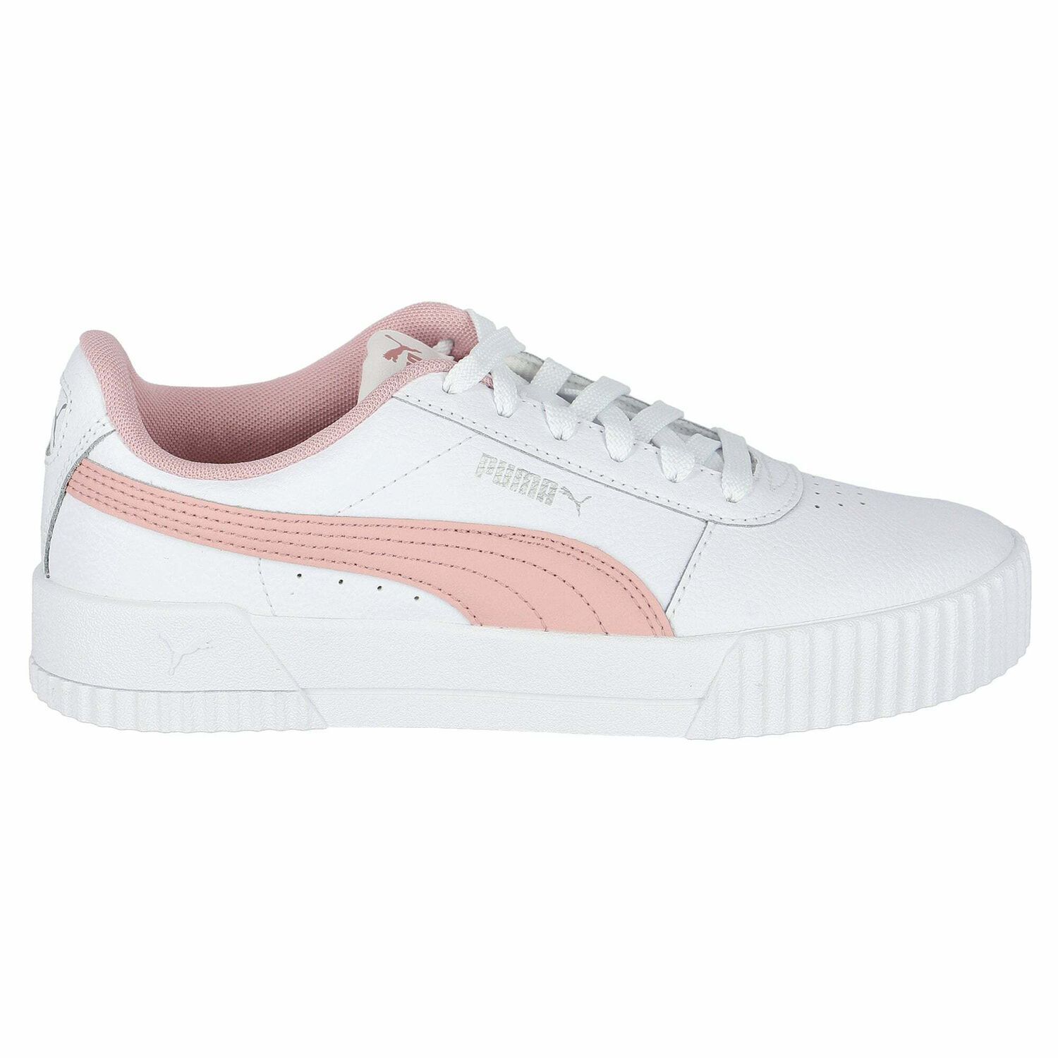 Girls White & Pink Logo Trainers, 1, hi-res image number null