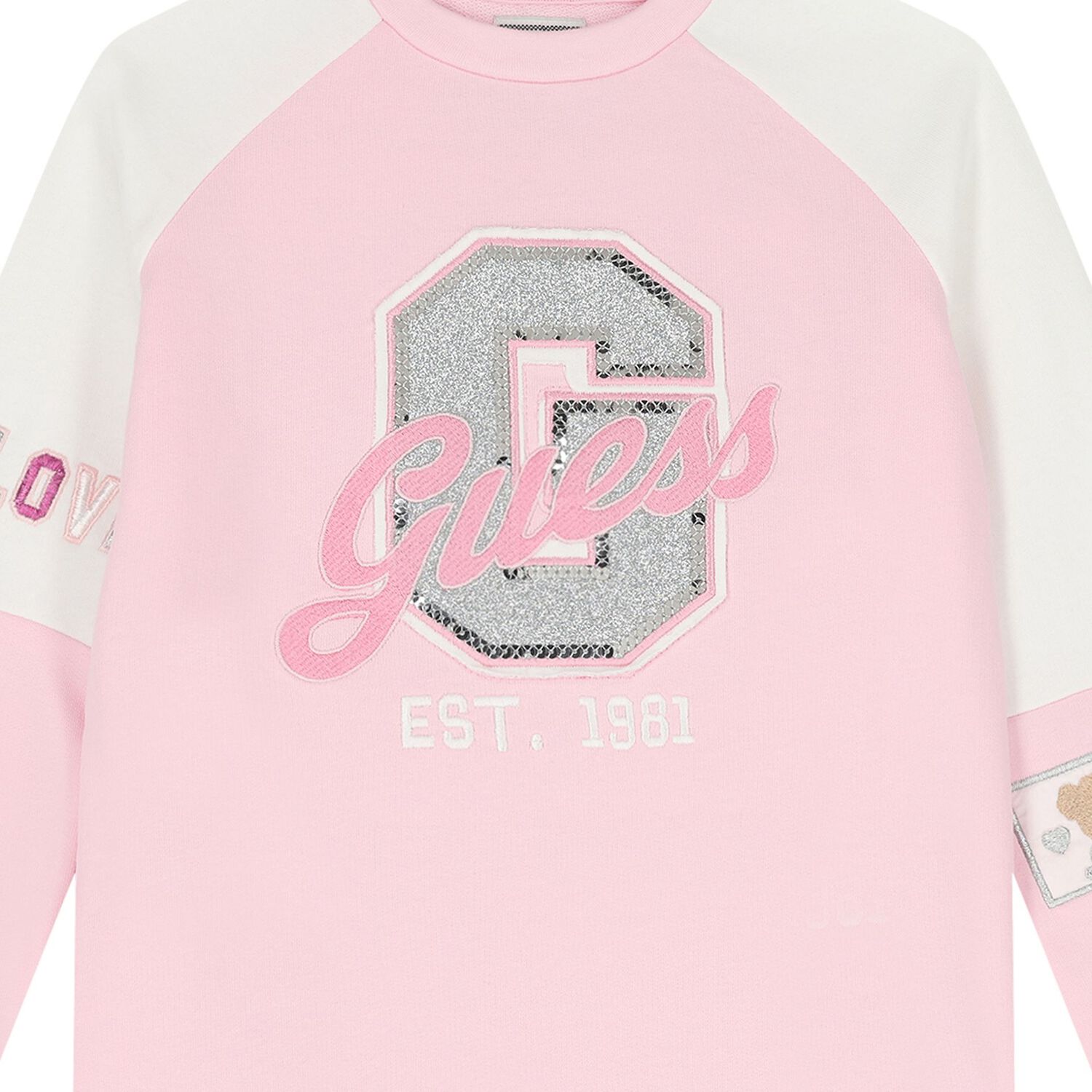 Girls Pink & White Logo Dress, 1, hi-res