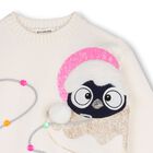 Girls Ivory Embellished Bird Knitted Jumper, 1, hi-res