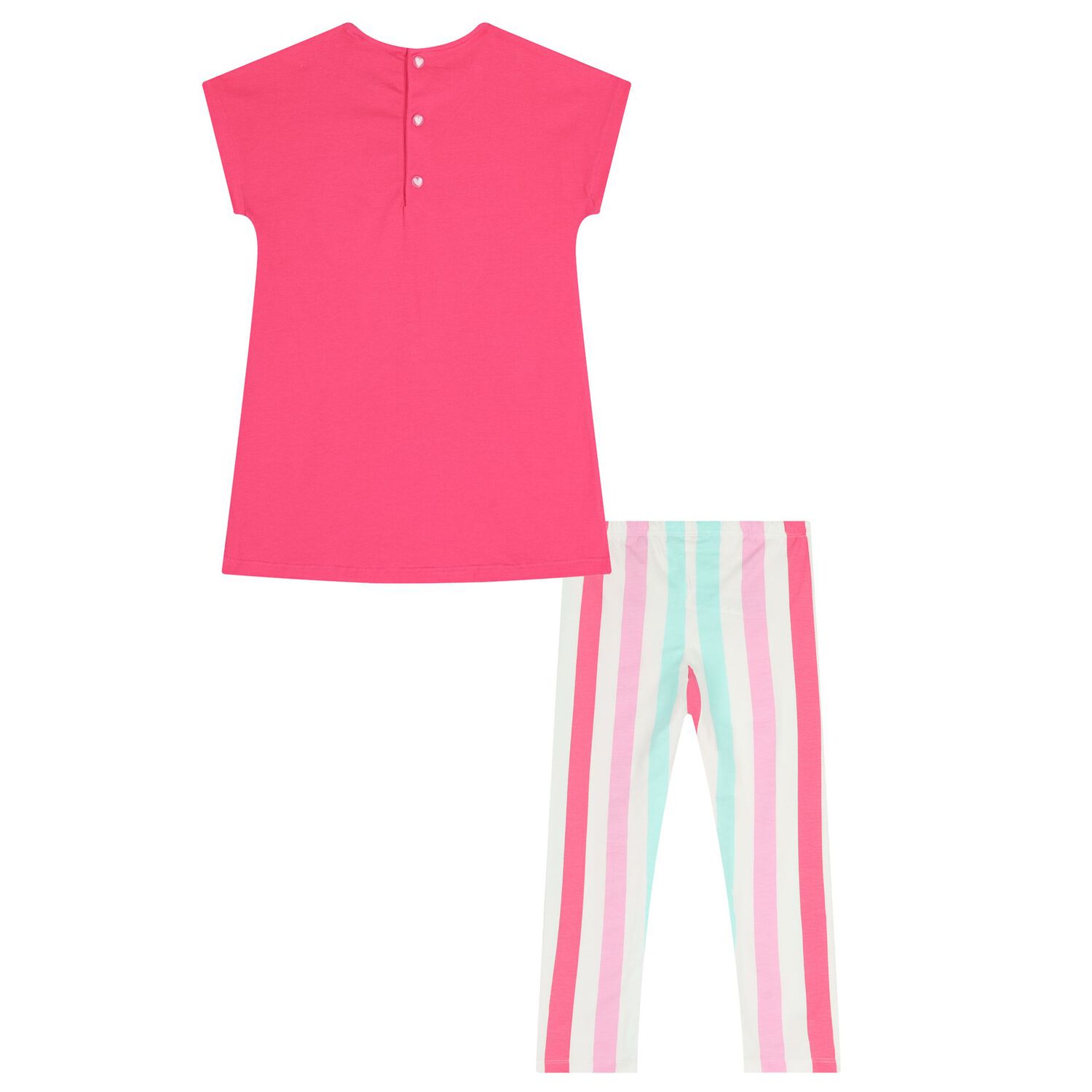 Girls Pink & Aqua Striped Leggings Set , 1, hi-res