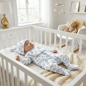 Baby Boys White & Blue Babygrow Gift Set 