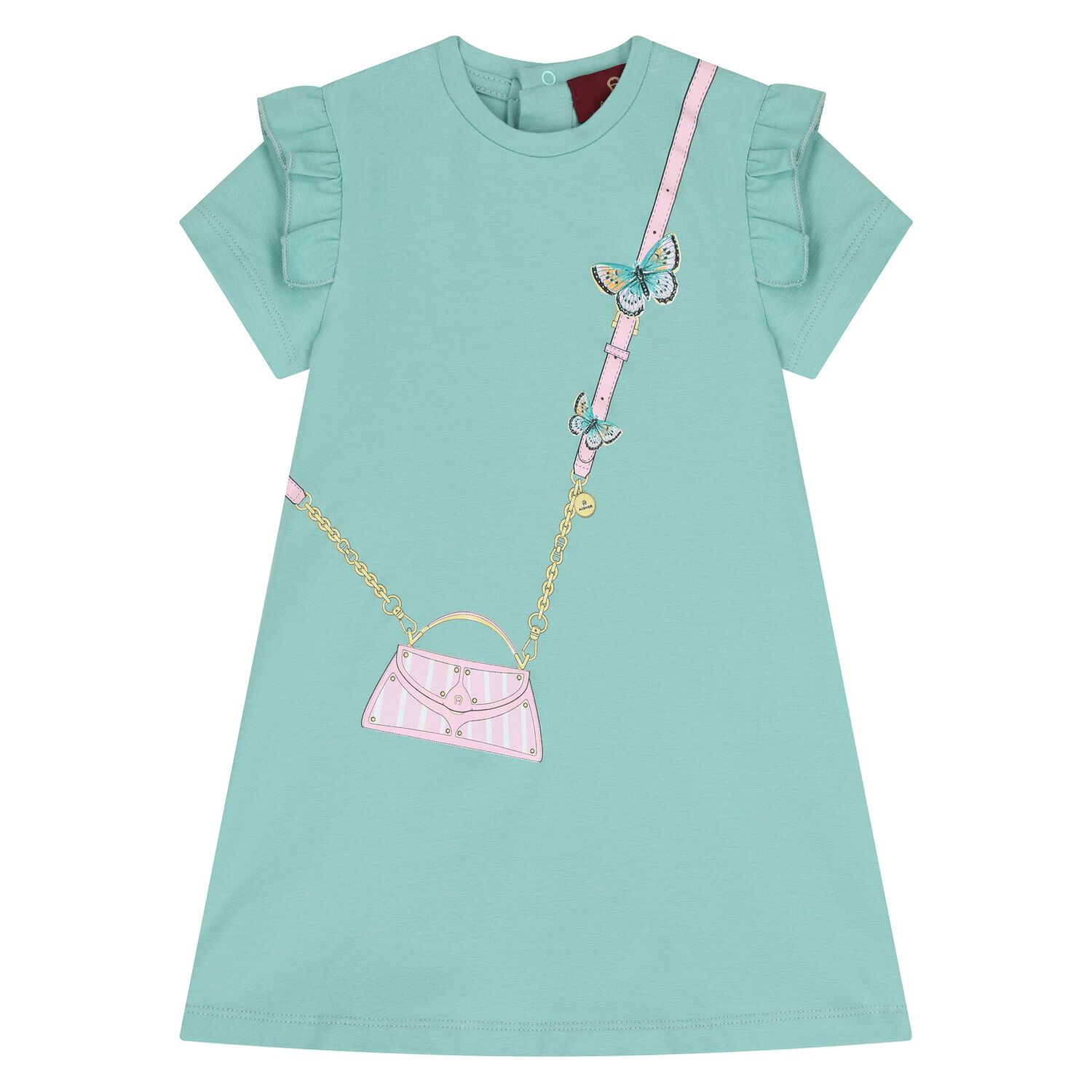 Younger Girls Green Bag Logo Dress, 2, hi-res