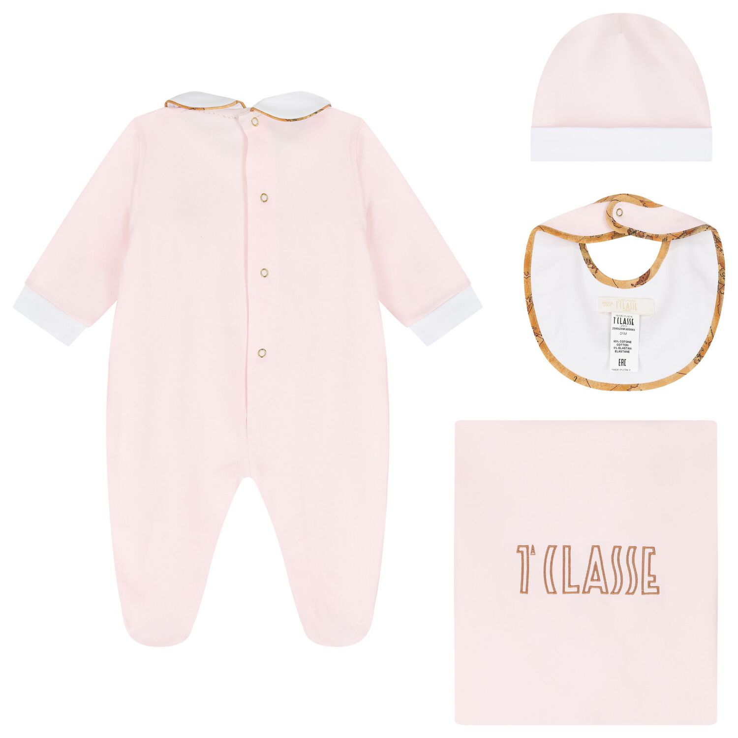 Baby Girls Pink & White Geo Map Babygrow Gift Set, 1, hi-res