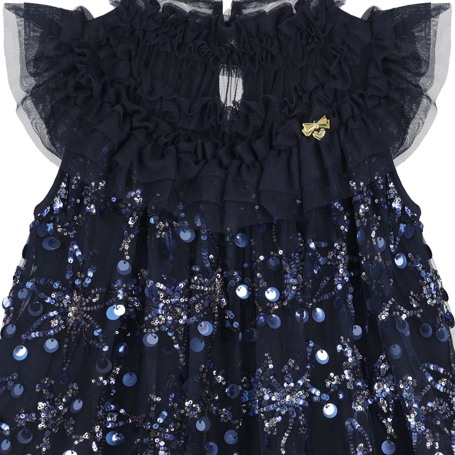 Girls Navy Blue Embellished Tulle Dress, 4, hi-res