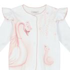 Baby Girls White Swan Babygrow, 1, hi-res