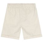 Boys Ivory & Beige Striped Shorts, 1, hi-res