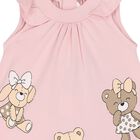 Baby Girls Pink Cotton Teddy Bear Dress, 3, hi-res