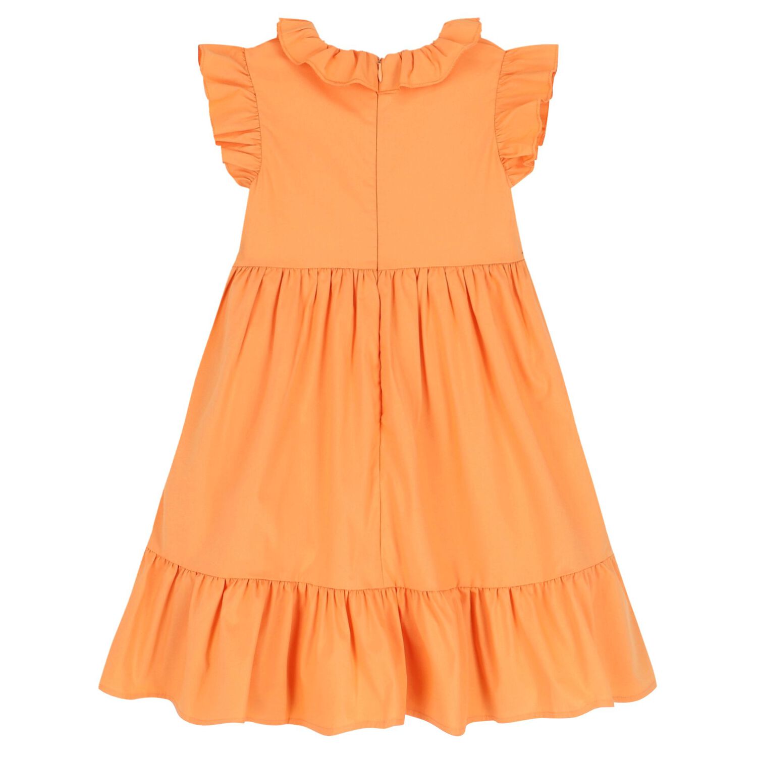 Girls Orange Ruffle Dress, 1, hi-res