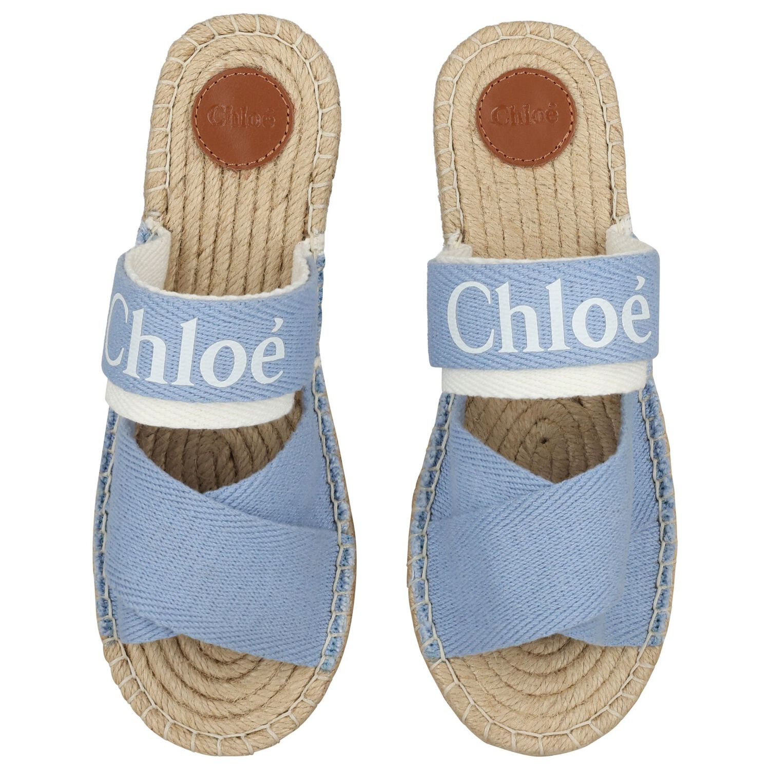 Girls Mini Me Blue & Beige Logo Sliders , 1, hi-res