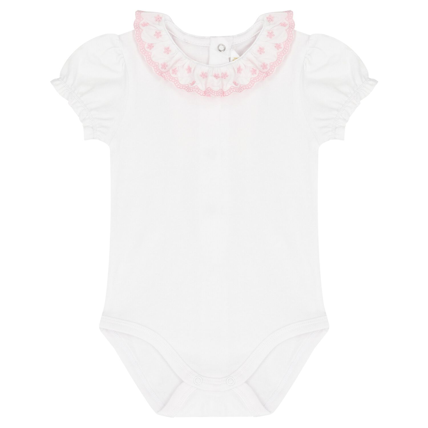 Baby Girls White & Pink Bodysuit, 2, hi-res