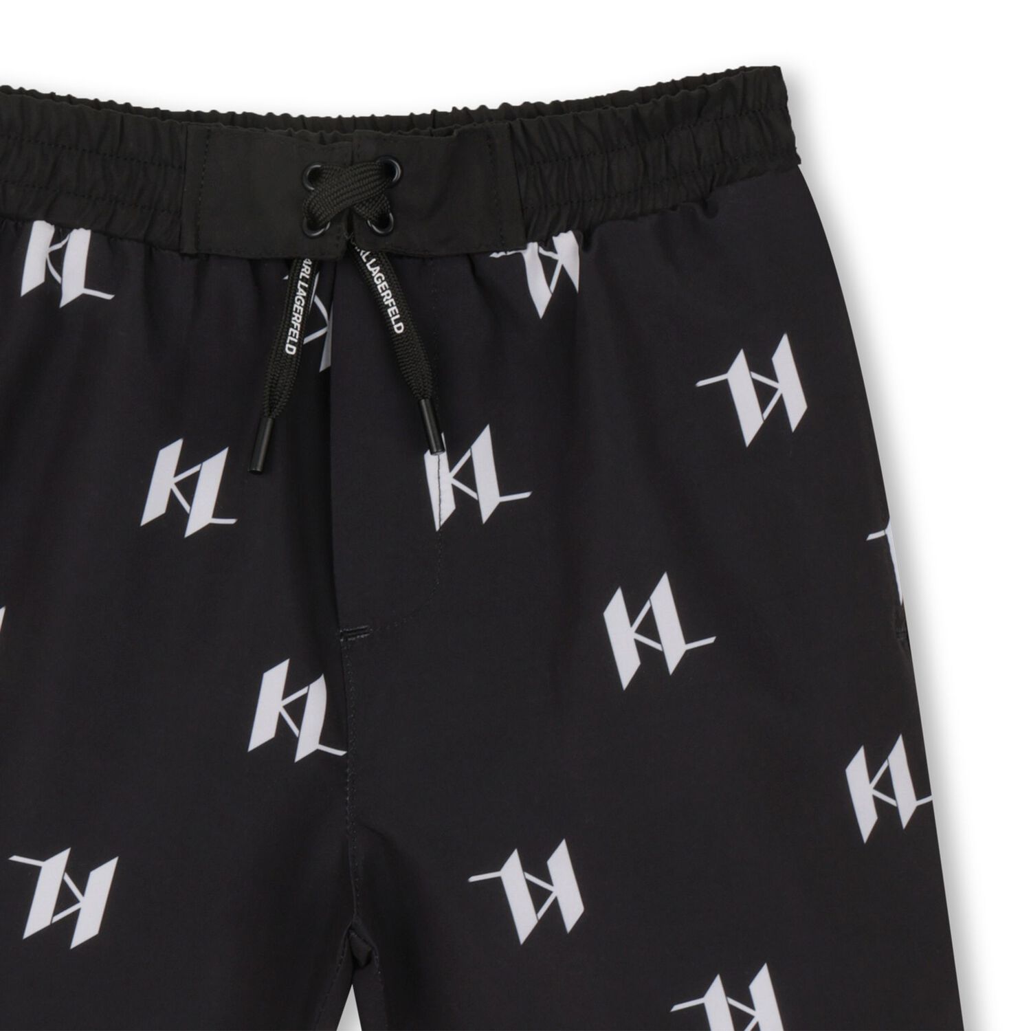 Boys Mini Me Black Logo Swim Shorts, 1, hi-res