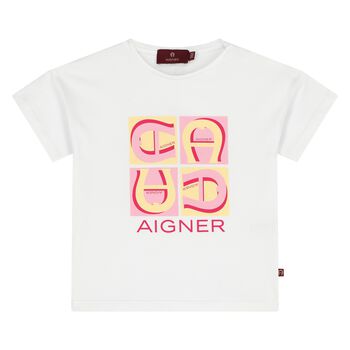 Younger Girls White Logo T-Shirt