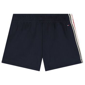 Girls Navy Blue Logo Shorts