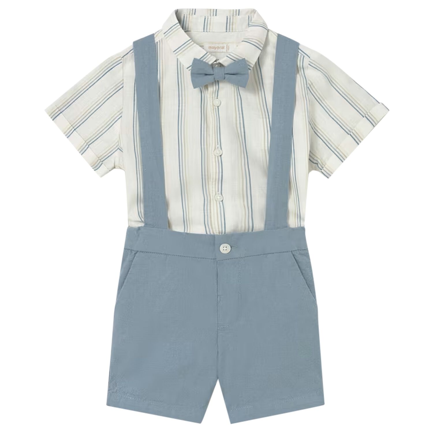 Younger Boys Blue & Ivory Shorts Set, 1, hi-res