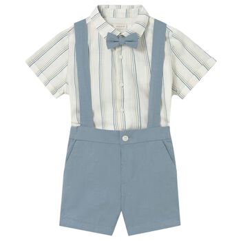 Younger Boys Blue & Ivory Shorts Set