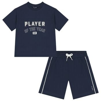 Boys Navy Blue Shorts Set