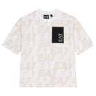 Boys White & Beige Logo T-Shirt, 1, hi-res
