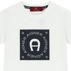 Younger Boys White Logo T-Shirt, 1, hi-res