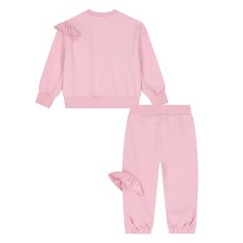 Younger Girls Pink Logo Ruffle Tracksuit