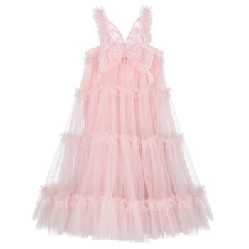 Girls Pink Butterfly Tulle Dress