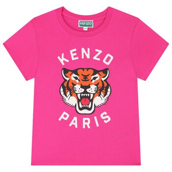 Girls Pink Tiger Logo T-Shirt