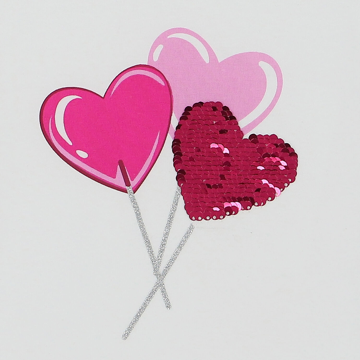 Girls Pink & White Sequin Heart Dress, 1, hi-res