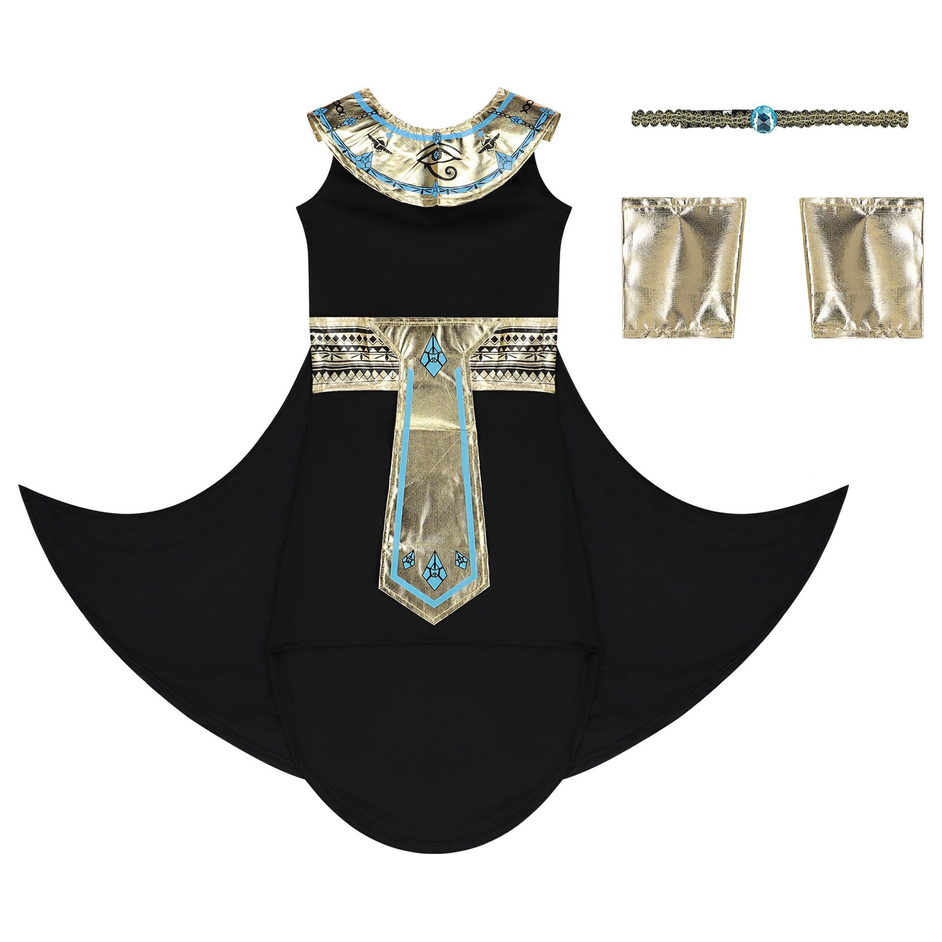 Dress Up by Design Girls Black Gold Egyptian Pharoah Costume Junior Couture UK