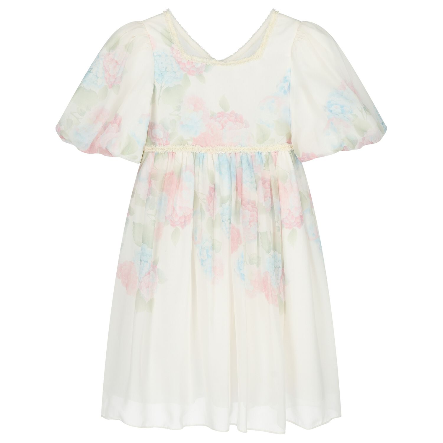 Girls Pink Floral Chiffon Dress, 1, hi-res