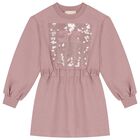 Girls Pink Embellished Logo Dress, 2, hi-res
