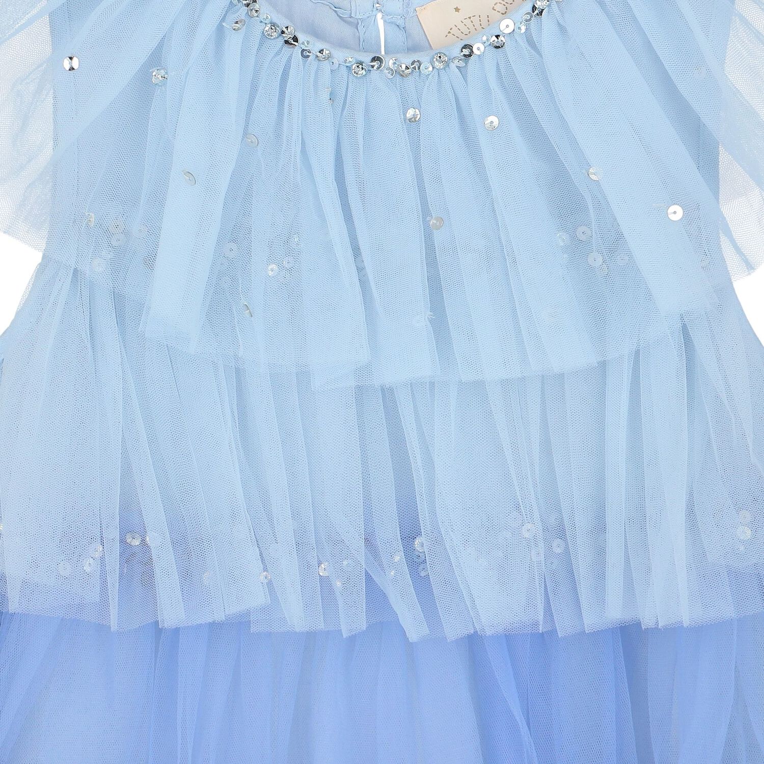 Girls Blue & Navy Embellished Tulle Dress, 1, hi-res