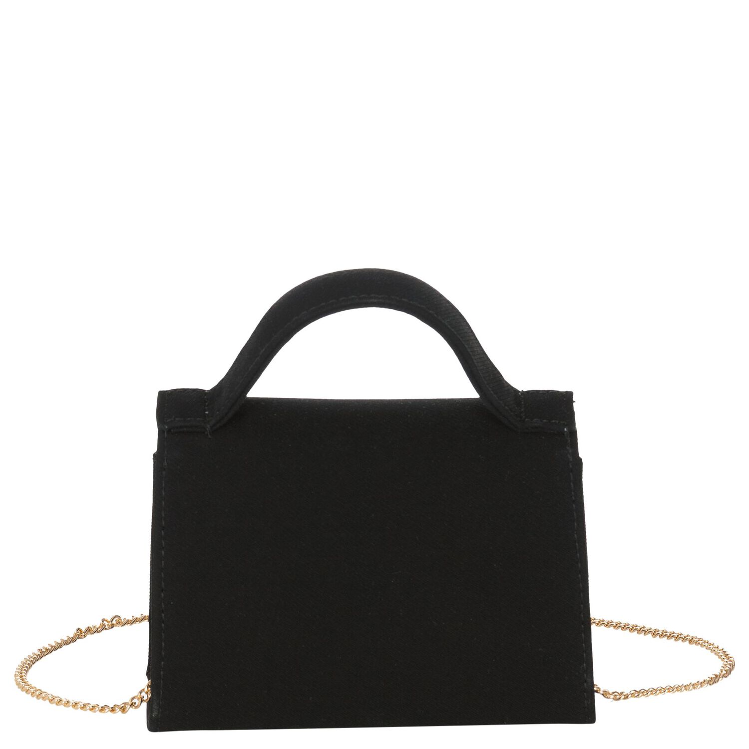 Girls Black Crepe Handbag, 2, hi-res
