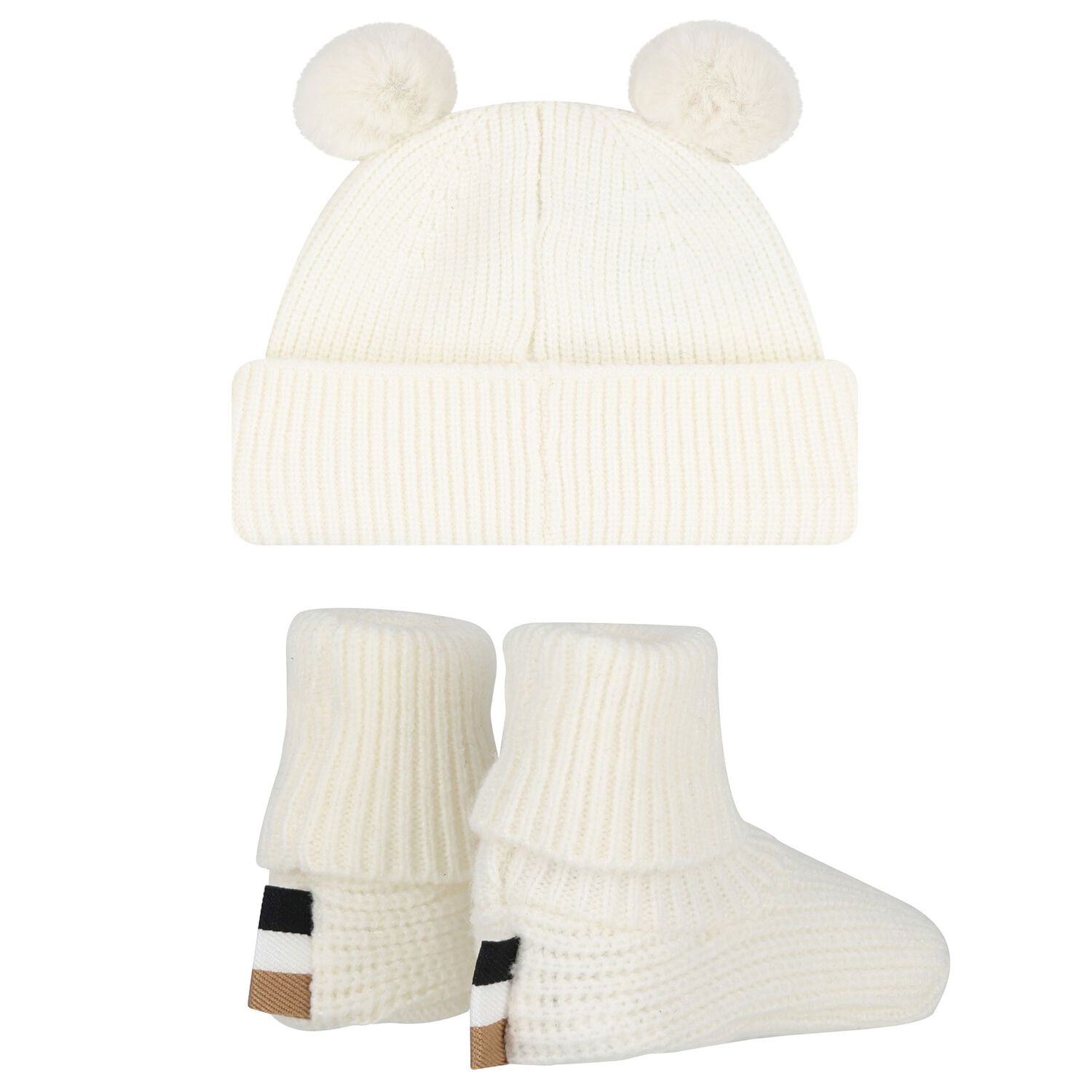 Ivory Baby Hat & Booties Gift Set, 1, hi-res