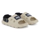 Boys Beige & Black Logo Sandals, 2, hi-res