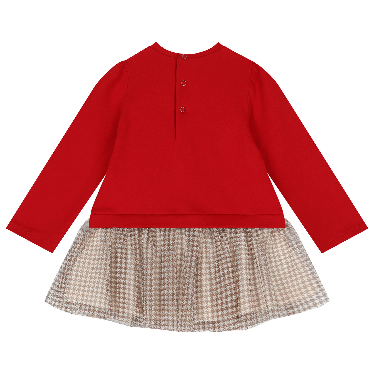 Younger Girls Red Teddy Bear Dress, 1, hi-res