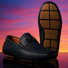 Boys Navy Blue Logo Moccasins, 2, hi-res